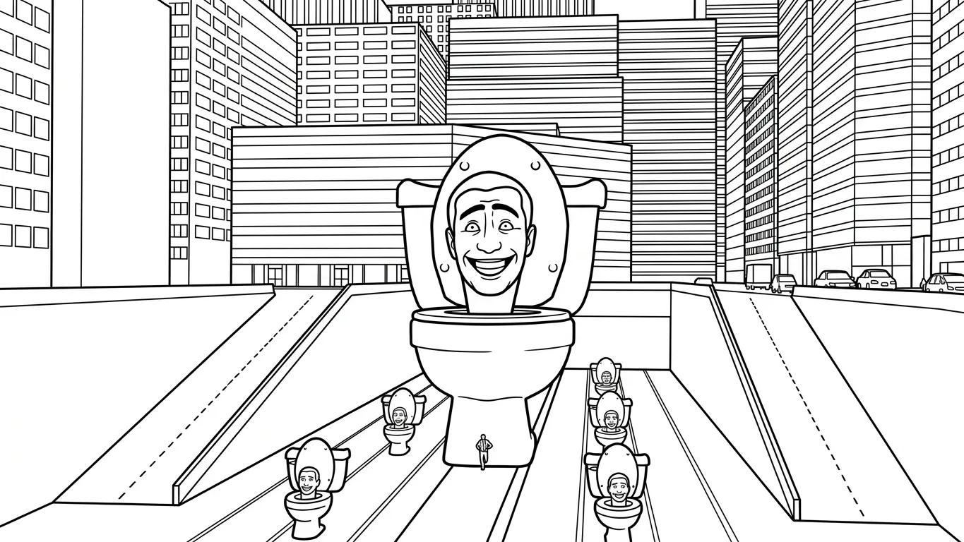 tải hình tô màu Skibidi Toilet cho bé 1