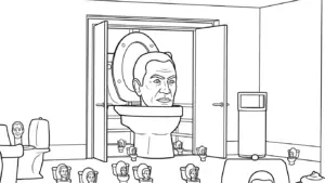 hình tô màu Skibidi Toilet cho bé đơn giản