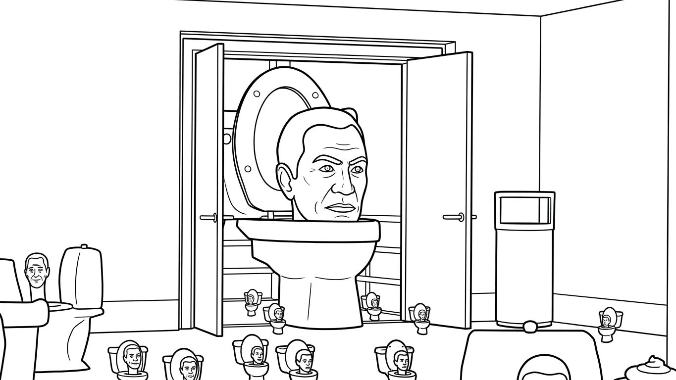 hình tô màu Skibidi Toilet cho bé đơn giản 1