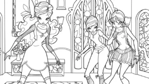 in hình tô màu Winx cho bé 3 tuổi