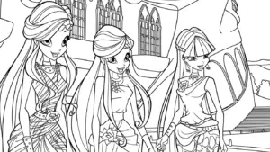 hình tô màu Winx cho bé đơn giản