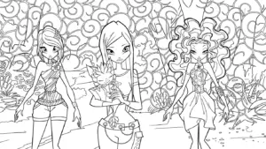 tranh tô màu Winx cho bé 4 tuổi miễn phí
