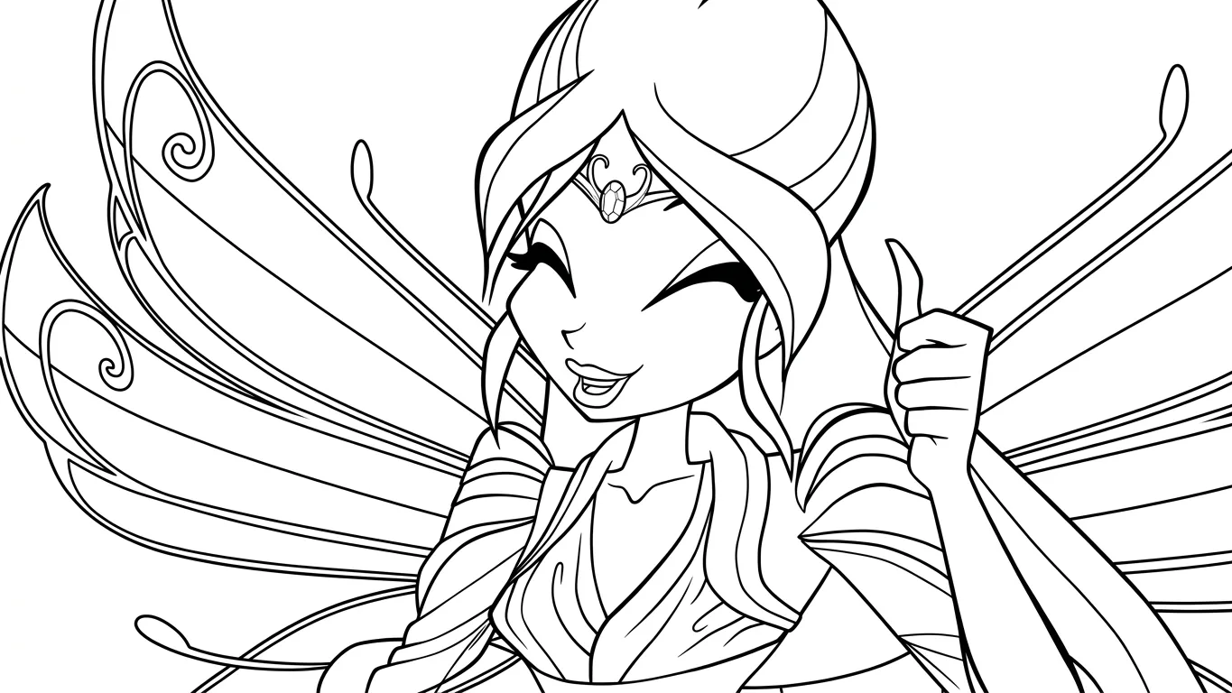 in hình tô màu Winx cho bé 7 tuổi