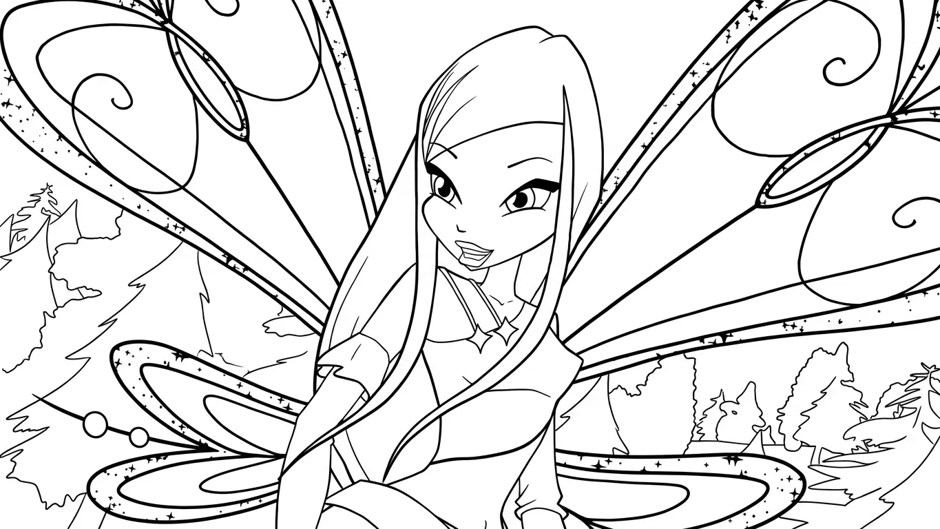 in tranh tô màu Winx cho bé 6 tuổi