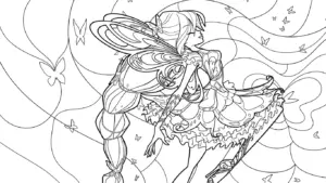 in hình tô màu Winx miễn phí
