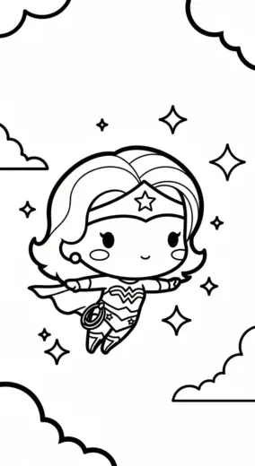 hình tô màu Tranh Tô Màu Wonder Woman 1 cho bé 5 tuổi chất lượng cao
