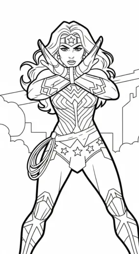 in tranh tô màu Tranh Tô Màu Wonder Woman 14 cho bé 6 tuổi