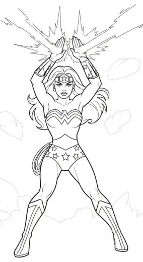 in tranh tô màu Tranh Tô Màu Wonder Woman 15 cho bé 4 tuổi