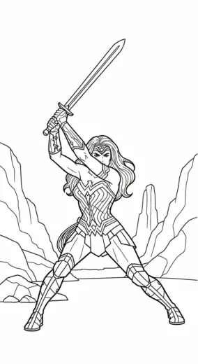 tranh tô màu Tranh Tô Màu Wonder Woman 16 cho bé 4 tuổi chất lượng cao
