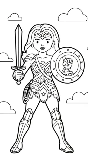 tải tranh tô màu Tranh Tô Màu Wonder Woman 17 cho bé 7 tuổi