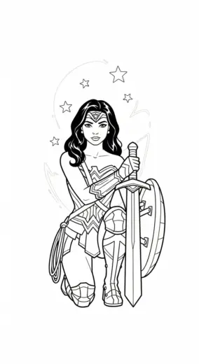 tải tranh tô màu Tranh Tô Màu Wonder Woman 18 cho bé 6 tuổi