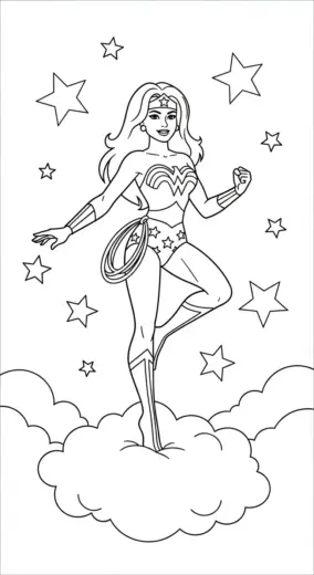 in tranh tô màu Tranh Tô Màu Wonder Woman 20 cho bé 6 tuổi