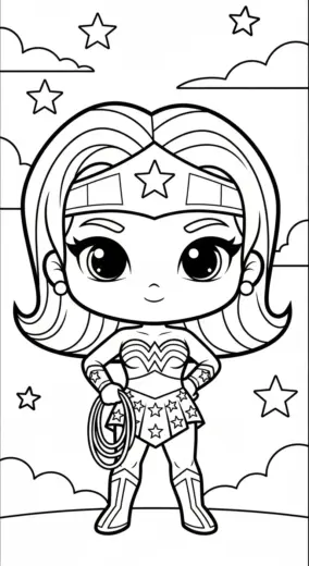 hình tô màu Tranh Tô Màu Wonder Woman 22 cho bé 7-8 tuổi