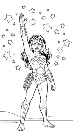 hình tô màu Tranh Tô Màu Wonder Woman 24 cho bé 6 tuổi chất lượng cao