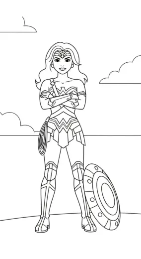 hình tô màu Tranh Tô Màu Wonder Woman 26 cho bé tải về