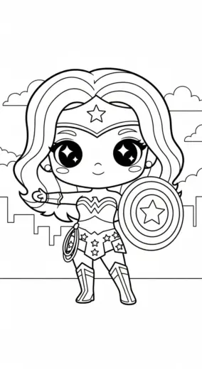 tải tranh tô màu Tranh Tô Màu Wonder Woman 28 cho bé 4 tuổi