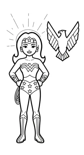 hình tô màu Tranh Tô Màu Wonder Woman 32 cho bé 7-8 tuổi