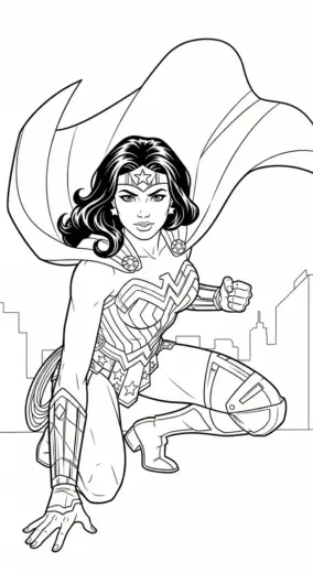 tranh tô màu Tranh Tô Màu Wonder Woman 33 cho bé 4 tuổi chất lượng cao