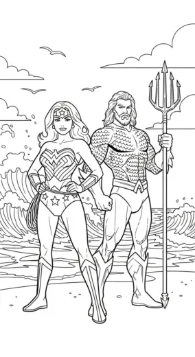in hình Tranh Tô Màu Wonder Woman 39 cho bé tập tô