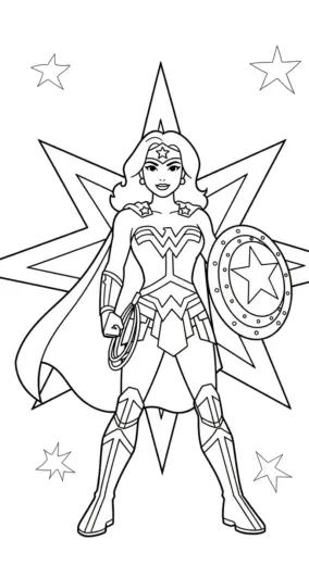 in hình Tranh Tô Màu Wonder Woman 42 cho bé tập tô
