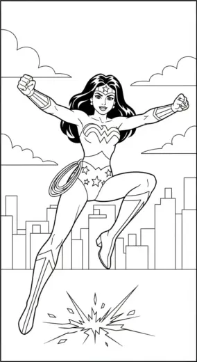 file tranh tô màu Tranh Tô Màu Wonder Woman 6 cho bé in