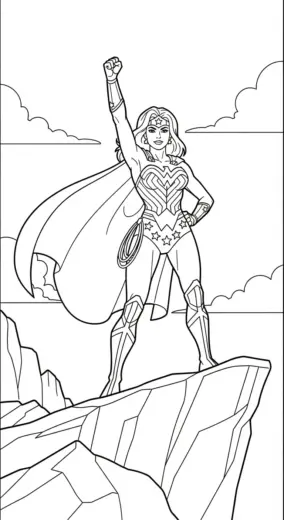 hình tô màu Tranh Tô Màu Wonder Woman 7 cho bé 3 tuổi