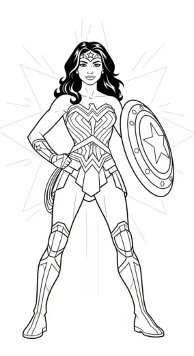 in tranh tô màu Tranh Tô Màu Wonder Woman 8 cho bé 6 tuổi