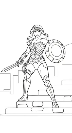 tải tranh tô màu Tranh Tô Màu Wonder Woman 9 cho bé 6 tuổi