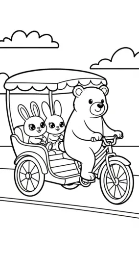 tải tranh tô màu Xích Lô cho bé 3 tuổi