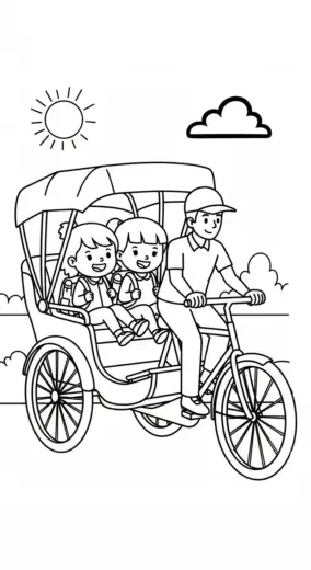 tải hình tô màu Xích Lô cho bé 3 tuổi