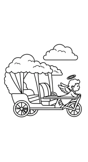 tranh tô màu Xích Lô cho bé đơn giản