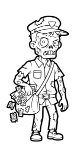 tranh tô màu Zombie cho bé 3 tuổi miễn phí