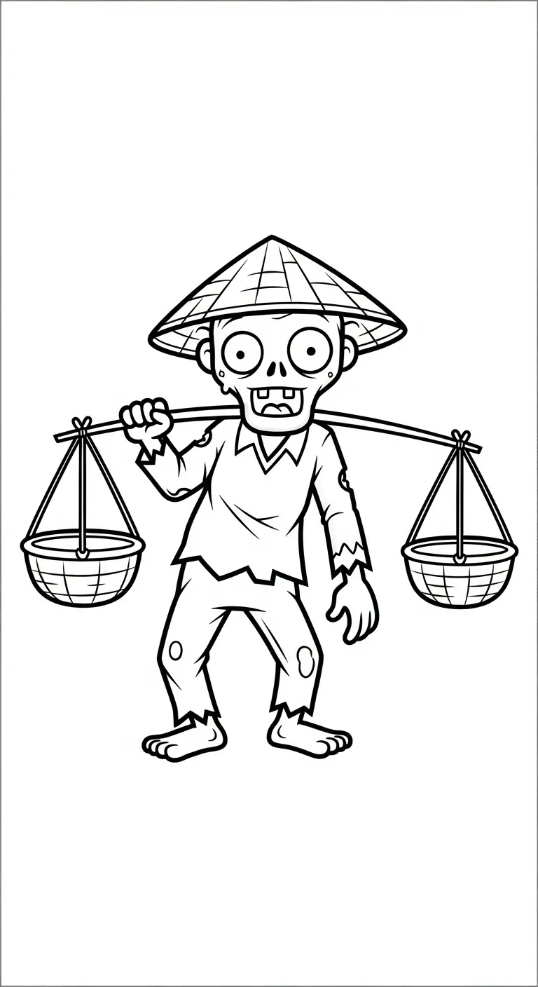 hình tô màu Zombie cho bé tải về