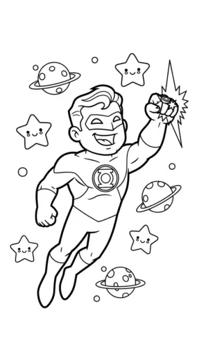 in hình tô màu Green Lantern khổ A4