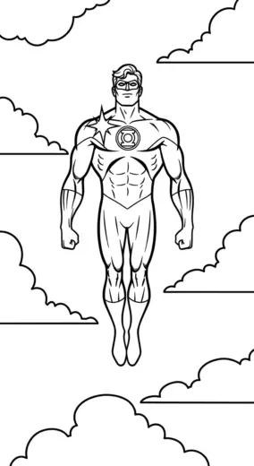 hình tô màu Green Lantern cho bé đơn giản