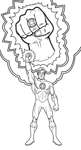 file tranh tô màu Green Lantern cho bé 4-5 tuổi
