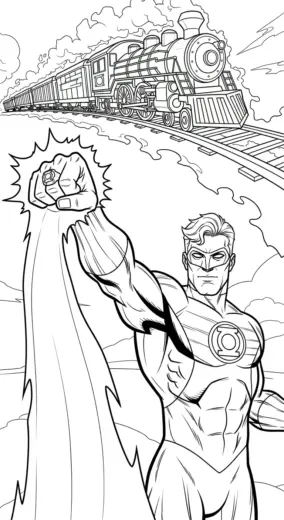 file pdf hình tô màu Green Lantern cho bé