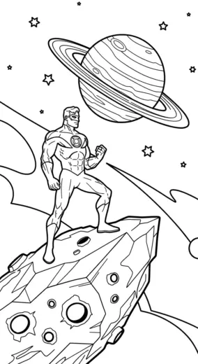 in hình tô màu Green Lantern cho bé 3 tuổi