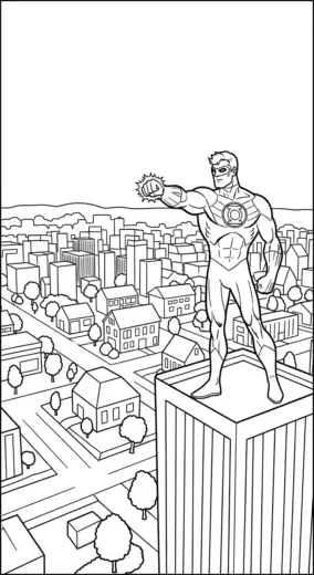 hình tô màu Green Lantern cho bé tải chất lượng cao