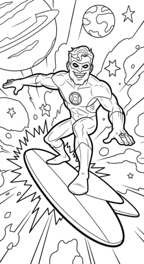 file hình tô màu Green Lantern cho bé in