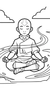 hình tô màu Aang cho bé 8 tuổi