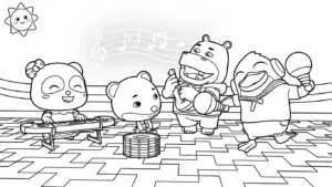 in tranh tô màu Kiki và Miumiu cho bé 7 tuổi