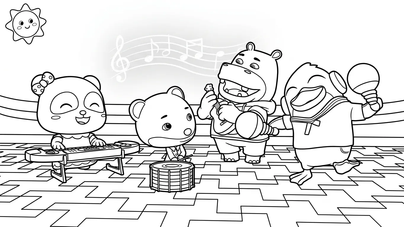 in tranh tô màu Kiki và Miumiu cho bé 7 tuổi