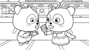 tải tranh tô màu Kiki và Miumiu cho bé 4 tuổi