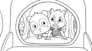 tranh tô màu Kiki và Miumiu cho bé 4 tuổi