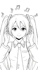 hình tô màu Tranh tô màu Miku cho bé 4 tuổi miễn phí