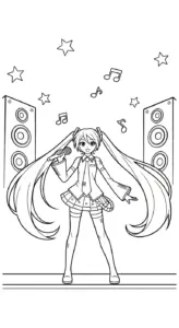 in hình tô màu Tranh tô màu Miku cho bé 5 tuổi