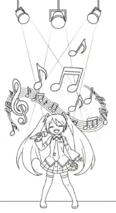 tranh tô màu Tranh tô màu Miku in ngay