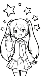 mẫu in tranh tô màu Tranh tô màu Miku cho bé