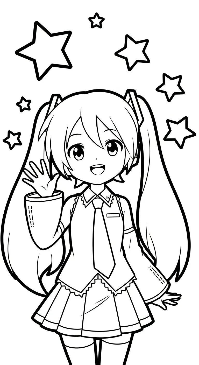mẫu in tranh tô màu Tranh tô màu Miku cho bé
